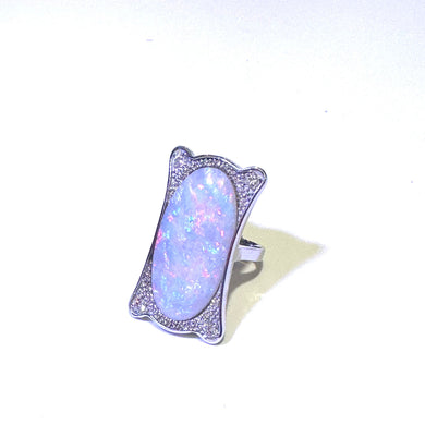 Large Cooper Pedy Semi Black Cabochon Opal Ring