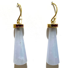 9ct Yellow Gold Chalcedony and Ruby Drop Earrings