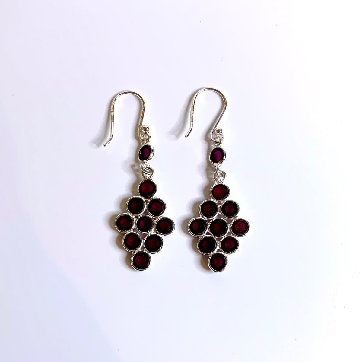 Cabochon Cut Garnet Hook Drop Earrings