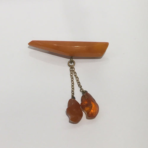 Vintage Natural Baltic Amber Tassel Brooch