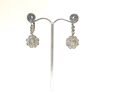 9ct White Gold Diamond Daisy Cluster Earrings