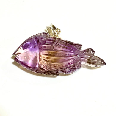 Hand-Carved Amethyst Fish Pendant