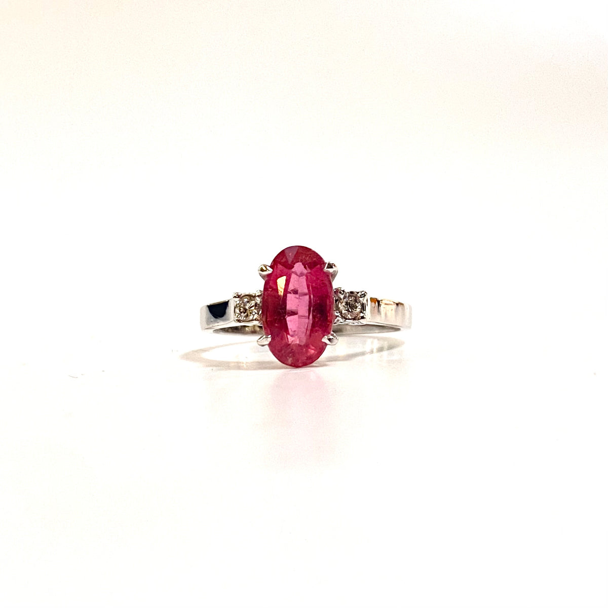 9ct White Gold Pink Tourmaline and Diamond Ring