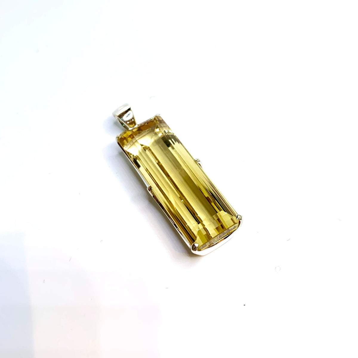 Sterling Silver Rectangular Cut Citrine Pendant