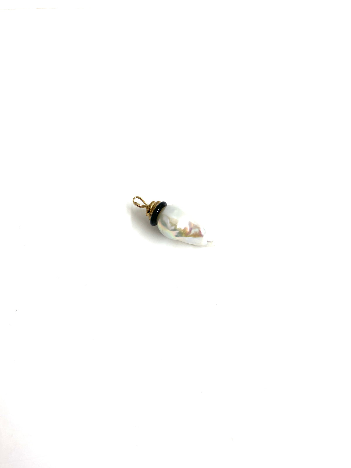 9ct Yellow Gold Onyx and Baroque Pearl Pendant