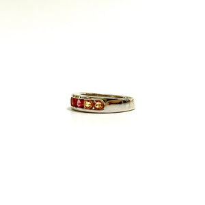 Sterling Silver Red and Yellow Sapphire Band
