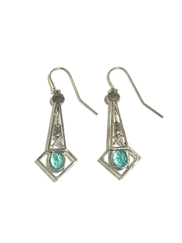 Paraiba Tourmaline and Seed Pearl Earrings