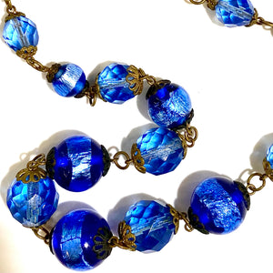 Blue Venetian Glass Beaded Necklace