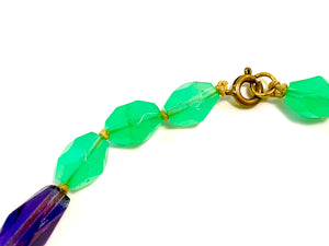 Vintage Uranium Faceted Green Glass Necklace