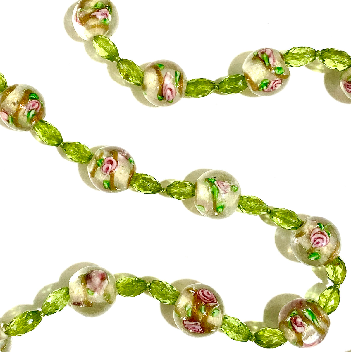 Italian Glass and Peridot Beaded Necklace