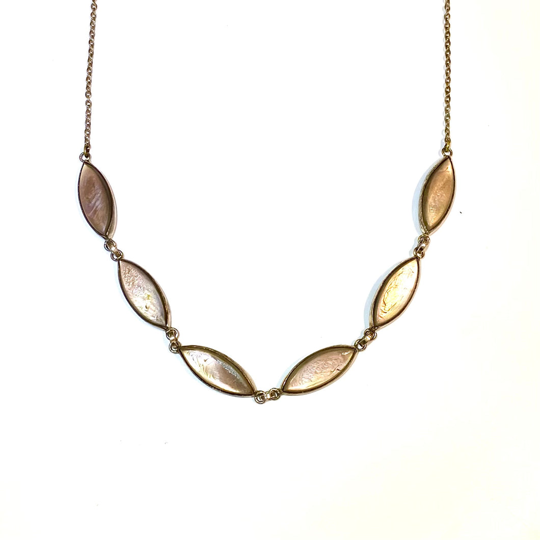 Sterling Silver Mother of Pearl Inlaid Chain Necklace