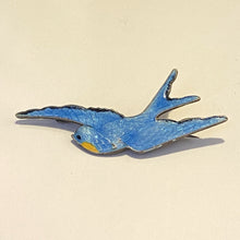 Vintage Sterling Silver Blue and Yellow Bird Brooch