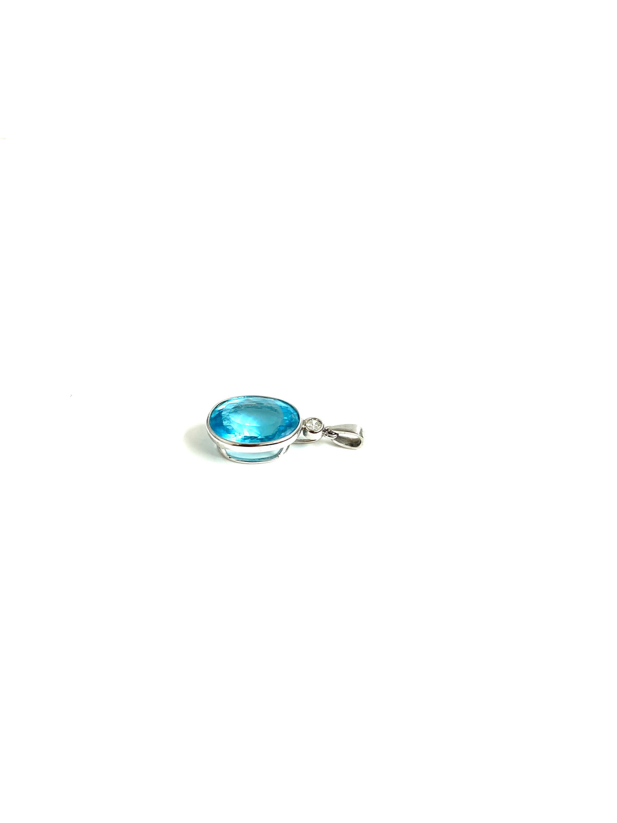 9ct White Gold Diamond and Topaz Pendant