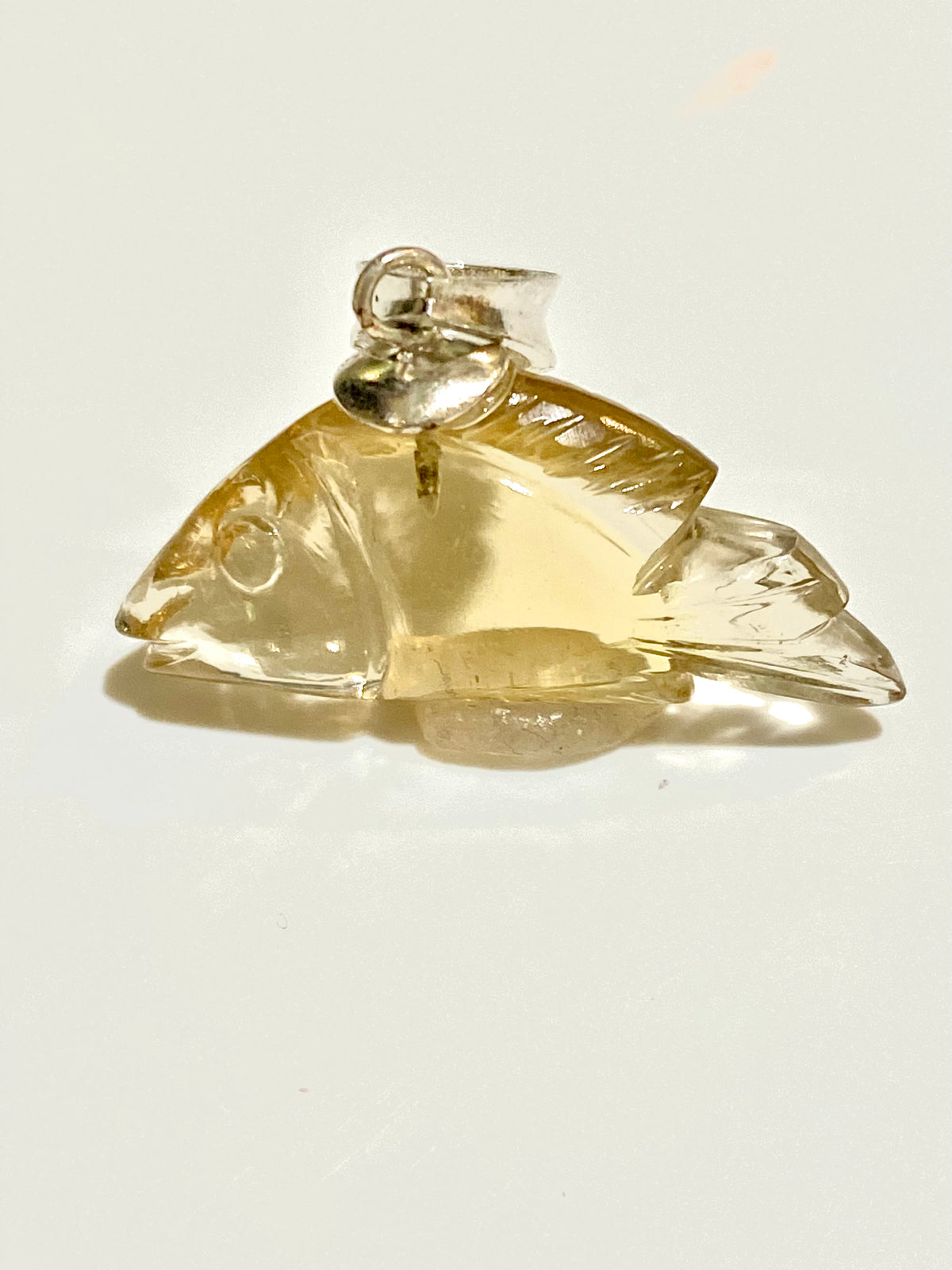 Hand-carved Citrine Fish Pendant