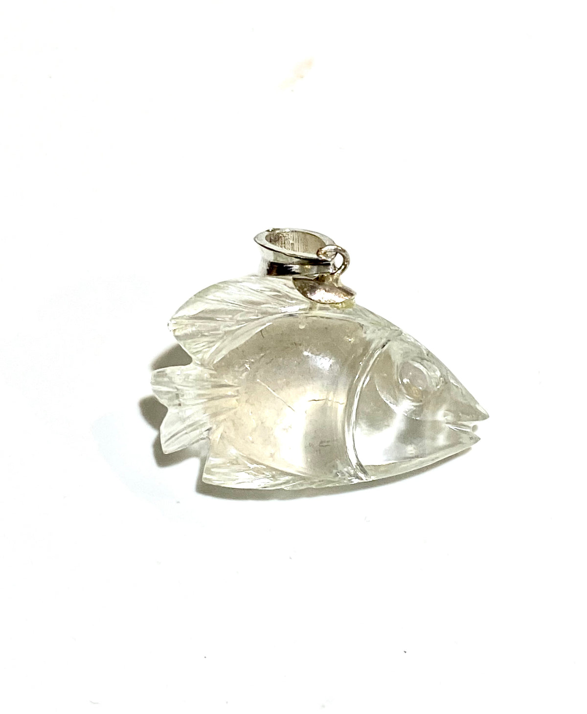 Hand-carved Rock Crystal Fish Pendant