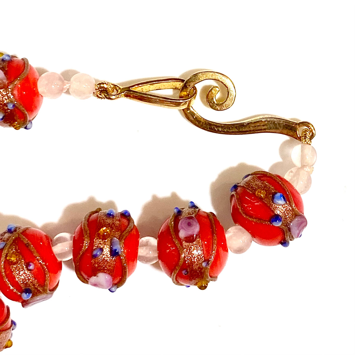 Red and Pink Italian Wedding Cake Beaded Necklace