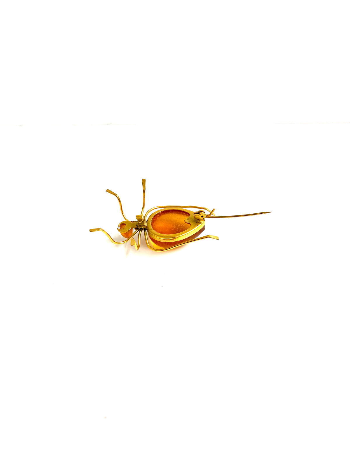 9ct Gold Insect Amber Brooch