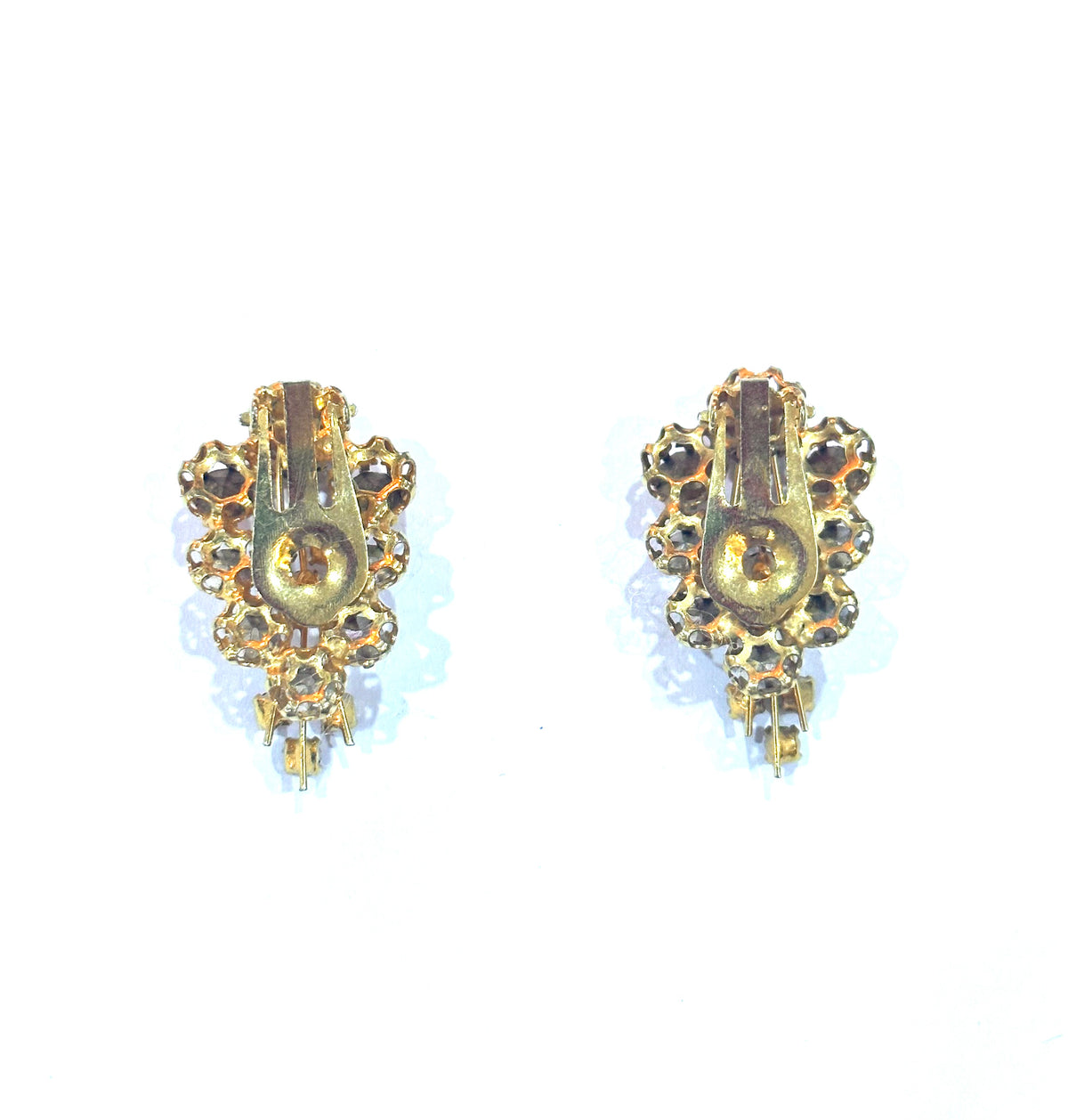 Yellow Crystal Vintage Clip On Earrings