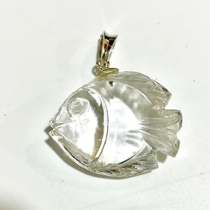 Hand-carved Rock Crystal Fish Pendant
