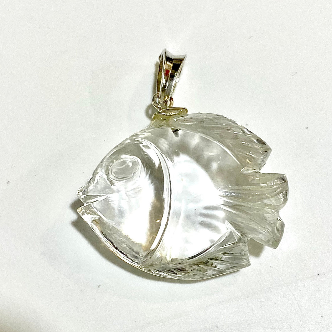 Hand-carved Rock Crystal Fish Pendant