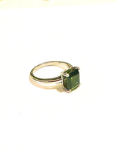 9ct White Gold Rectangular Cut Green Tourmaline Ring