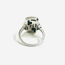 9ct White Gold Emerald, Diamond and Black Onyx Ring