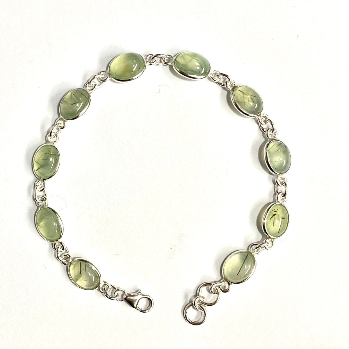 Sterling Silver Prehnite Bracelet