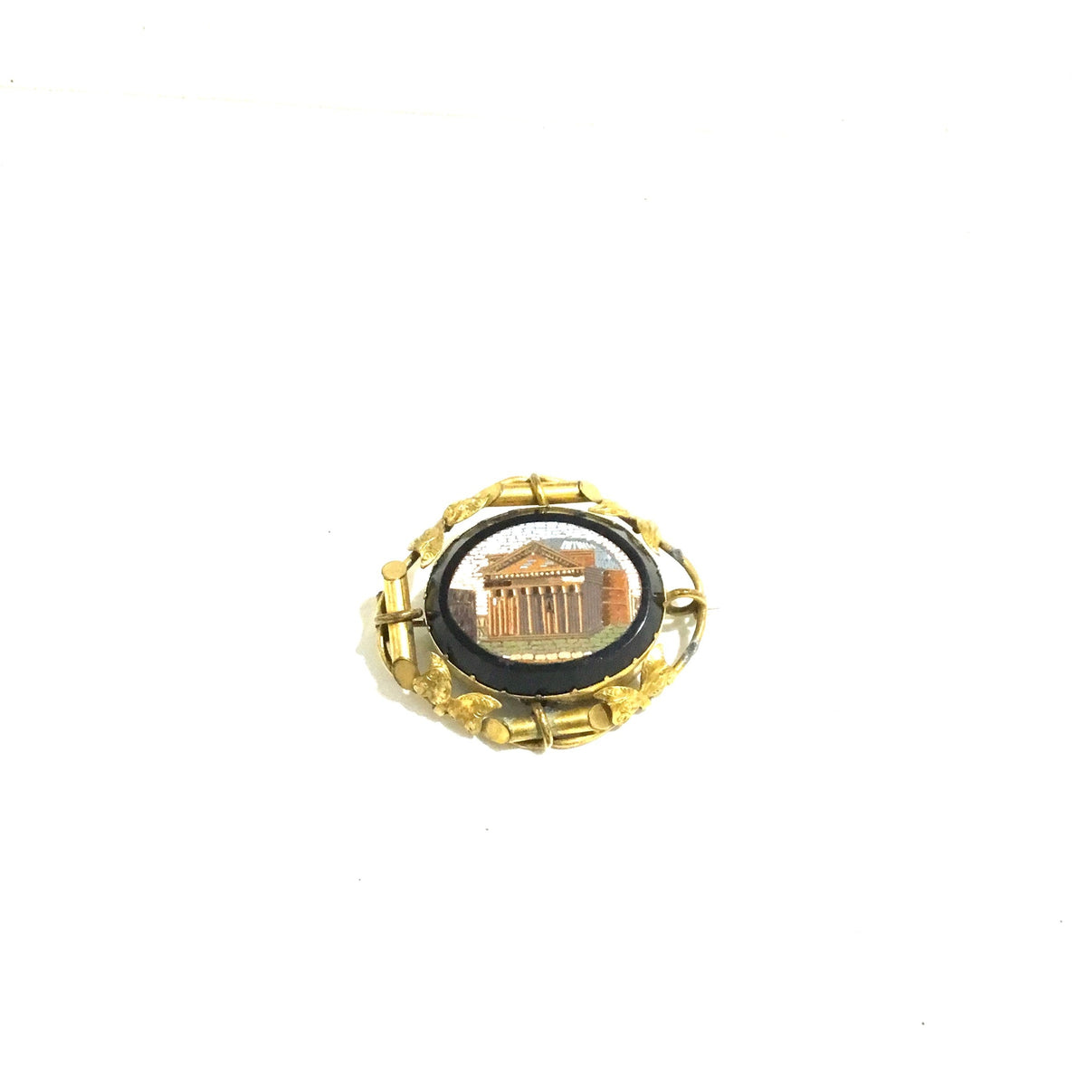 Victorian Pinchback Pietra Dura Mosaic Brooch