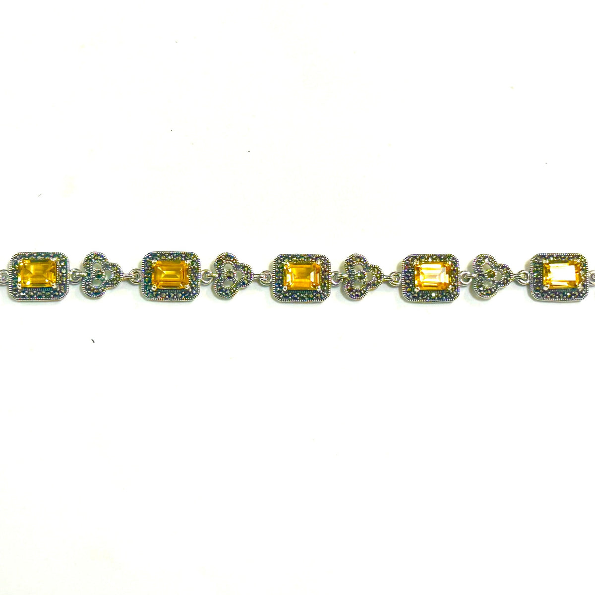 Marcasite and Baguette Cut Citrine Bracelet
