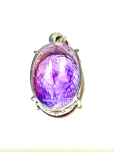 Sterling Silver Oval Cut Natural Amethyst Pendant
