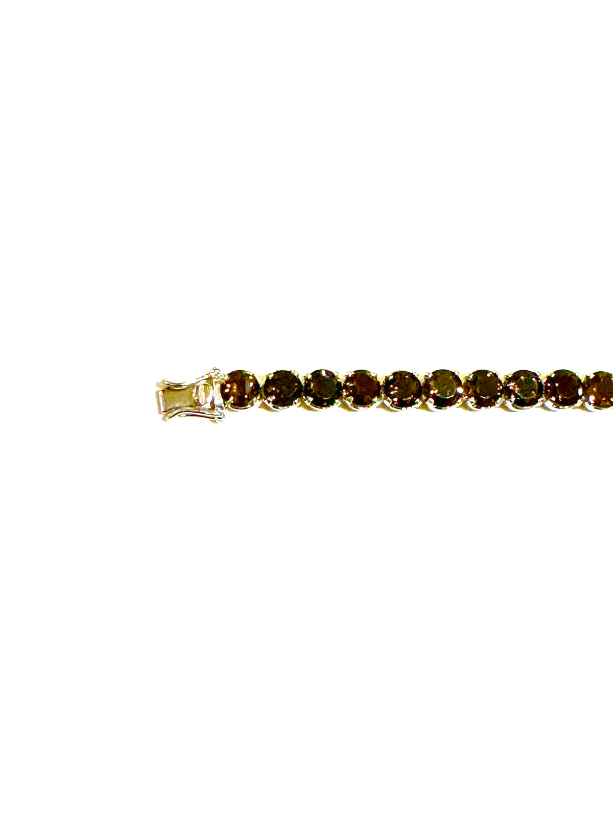 Round Faceted Smokey Quartz Tennis Bracelet