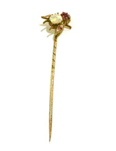 Antique Opal, Pink Tourmaline and Seed Pearl Hat Pin