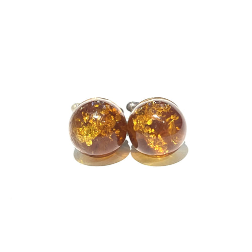 Vintage Sterling Silver Baltic Amber Cufflinks