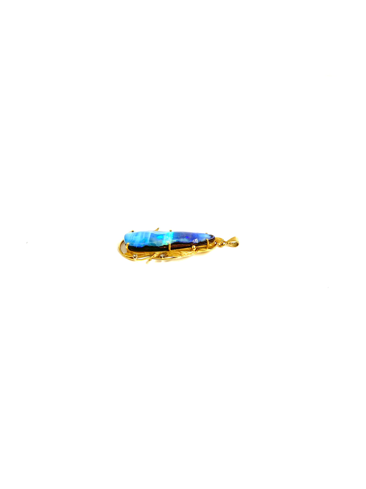18ct Gold Banded Opal and Diamond Pendant