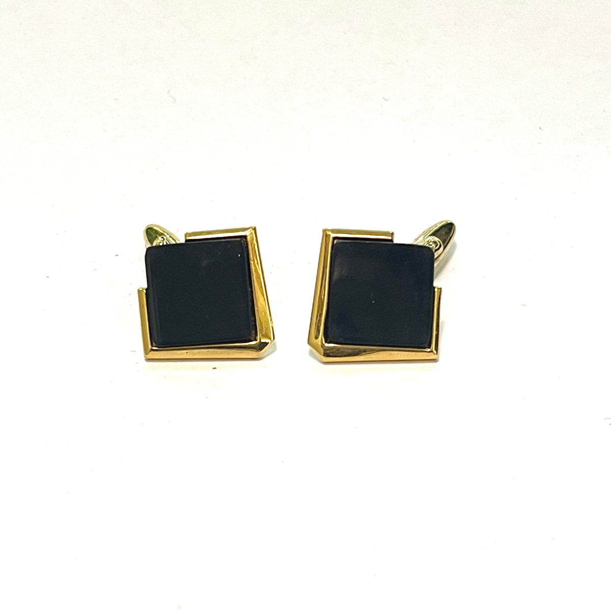 Vintage Gold Plate and Black Bakelite Cufflinks