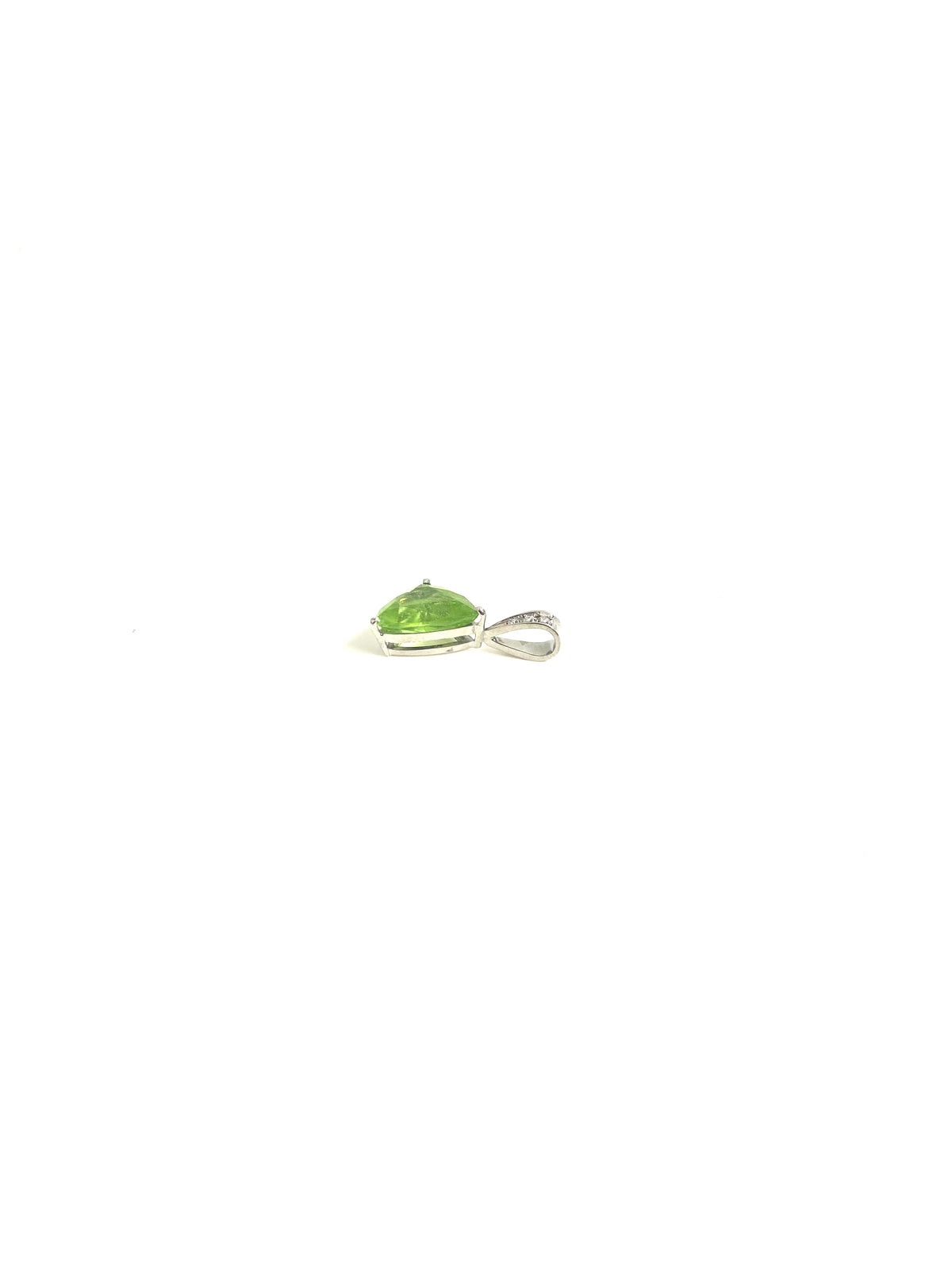 Triangular 9ct White Gold Diamond and Peridot Pendant