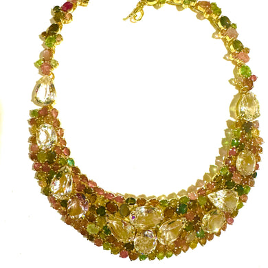 Vibrant Tourmaline and Rock Crystal Necklace