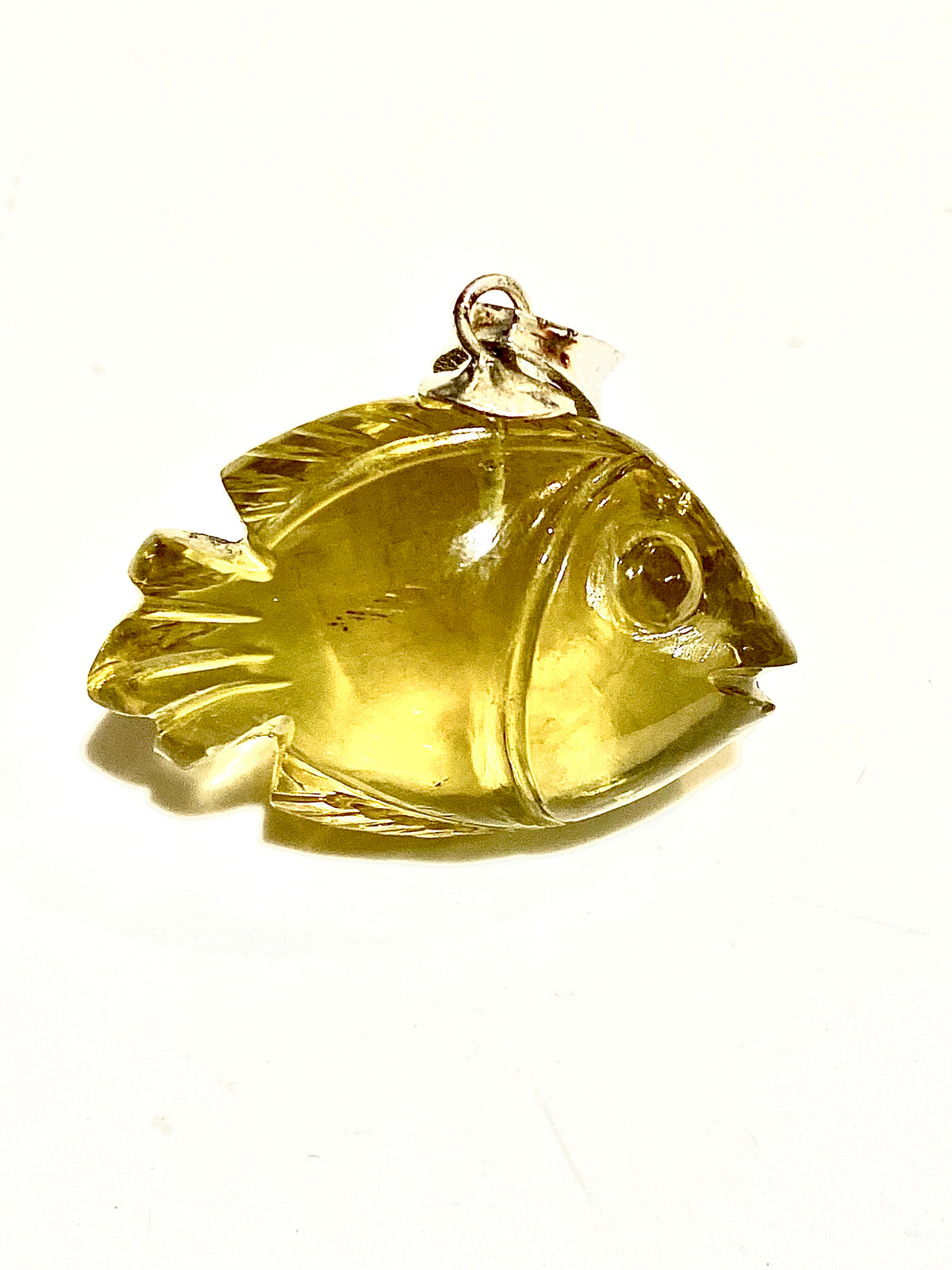 Hand-carved Citrine Fish Pendant
