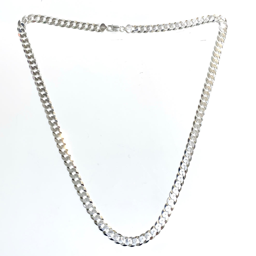 Sterling Silver 9.2mm Flat Curb Chain Necklace