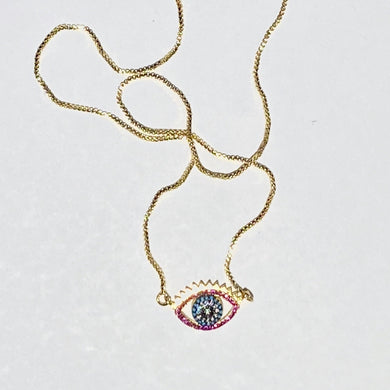 Blue And Purple Evil Eye Talisman Necklace