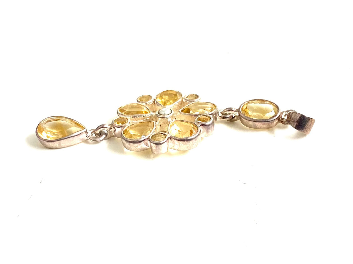 Sterling Silver Citrine and Pearl Pendant
