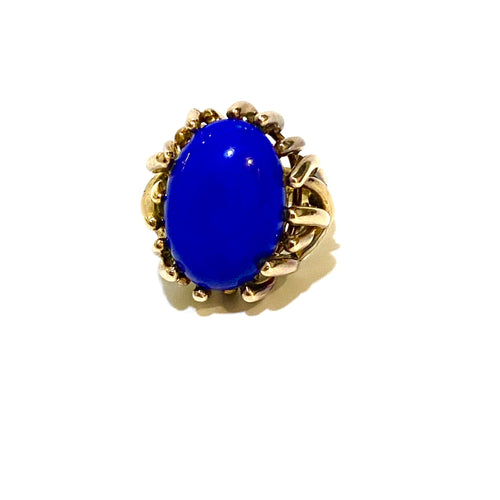 18ct Yellow Gold Cabochon Lapis Lazuli Dress Ring