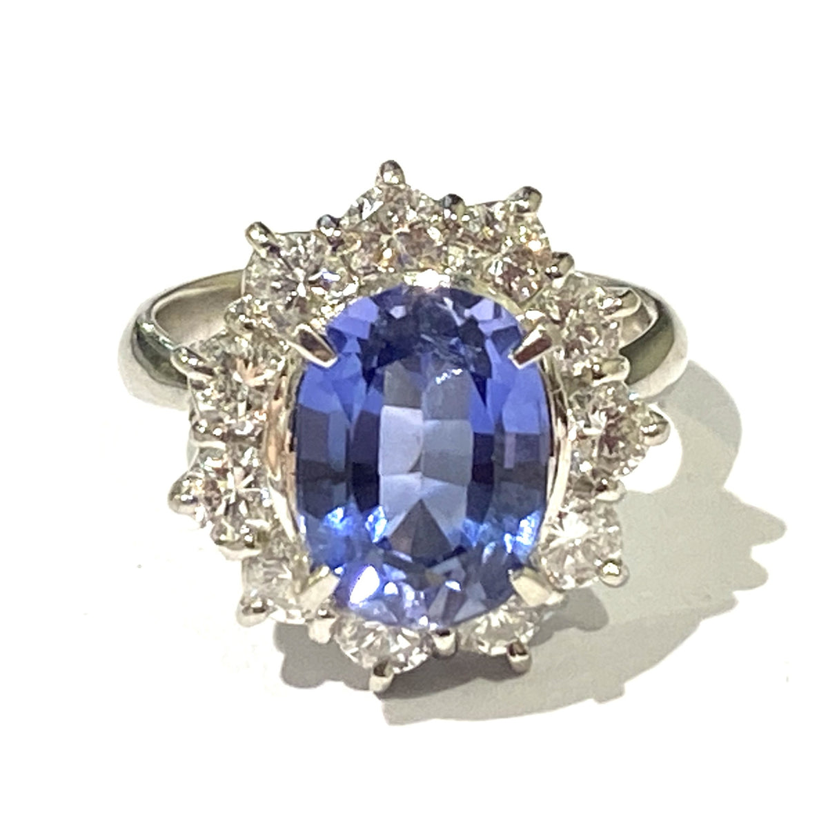 Kashmir Sapphire and Diamond Ring