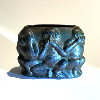 Bronze Japanese 1940s Vase Monkey Motif