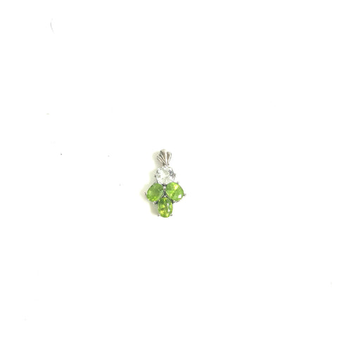 9ct White Gold Diamond and Peridot Pendant