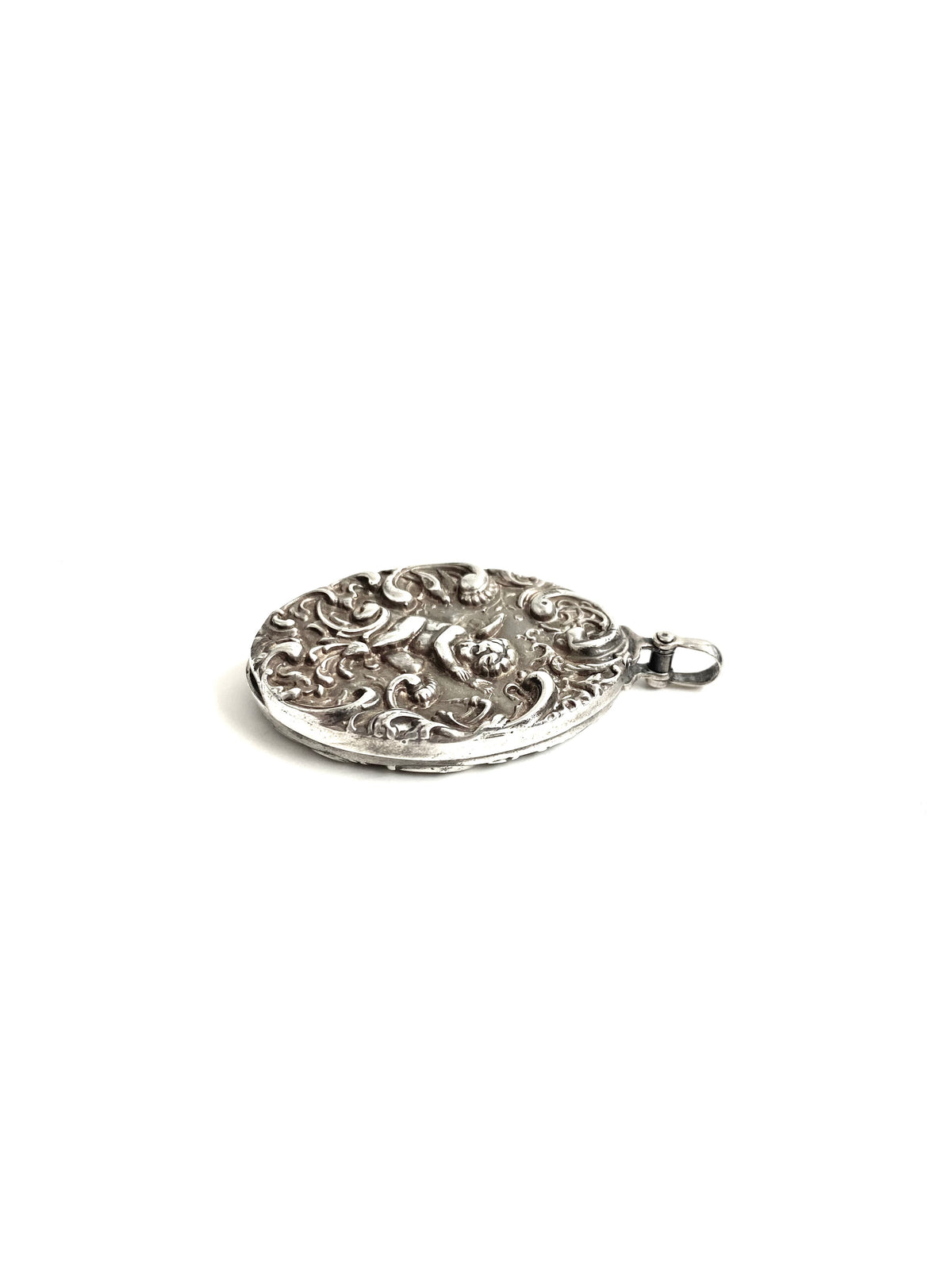 Sterling Silver Heavy French Cherub Locket