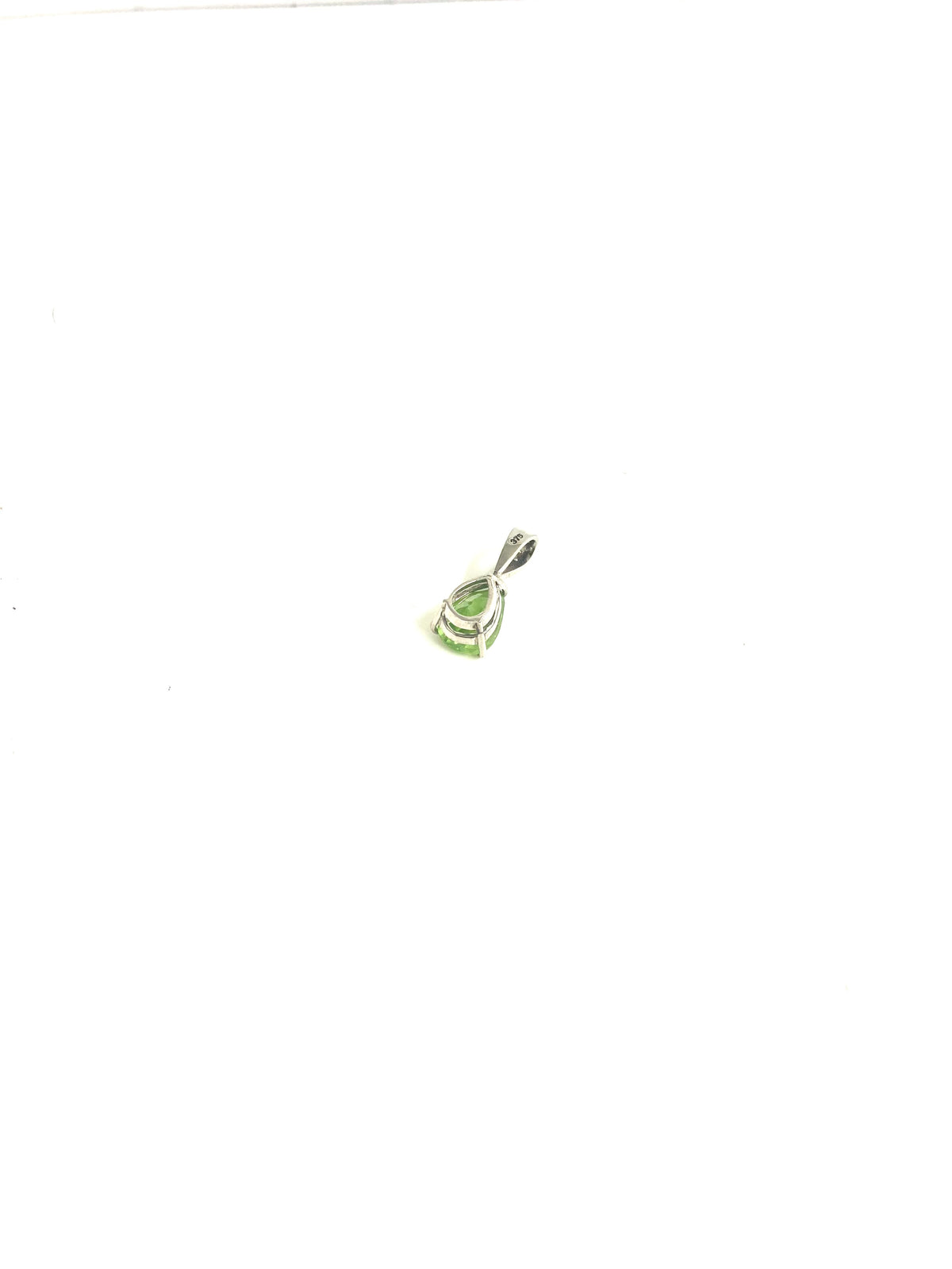 9ct White Gold Peridot and Diamond Pear Shaped Pendant