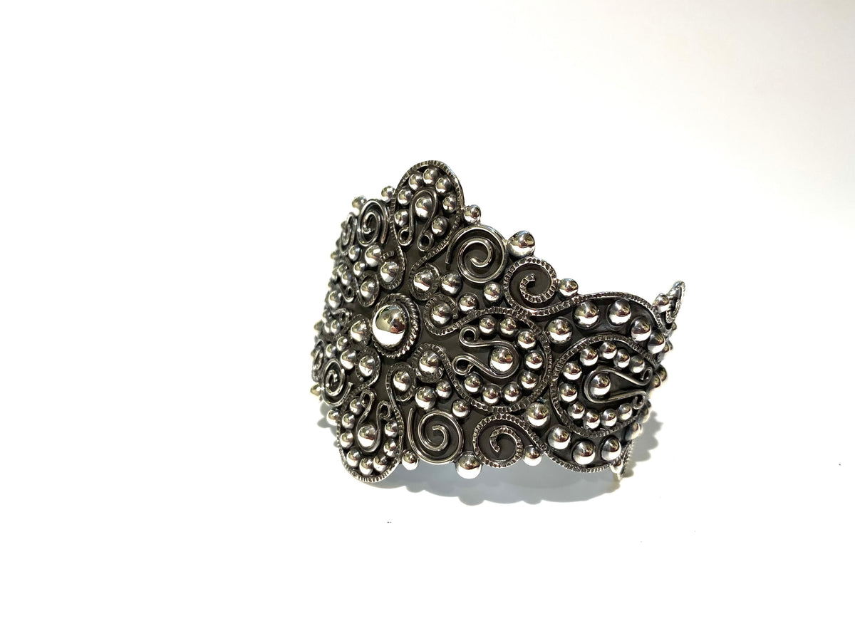 Sterling Silver Ornate Narrow Cuff
