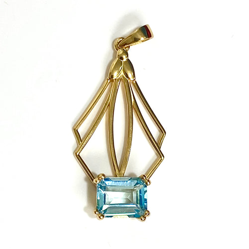 Sterling Silver Gold Plated Blue Topaz Pendant