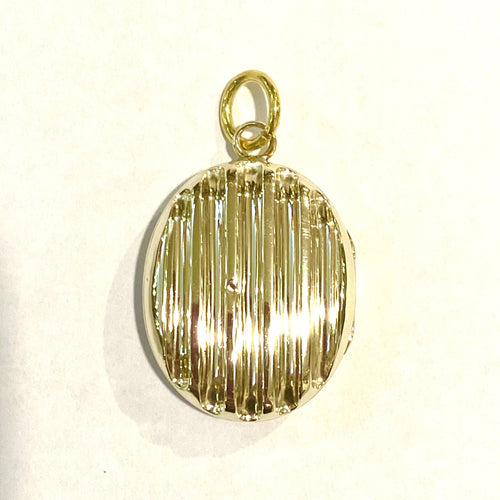 Antique 9ct Yellow Gold Ridged Oval Locket